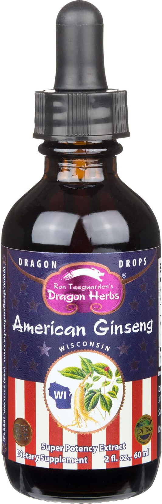 Dragon Herbs American Ginseng Drops - 2 fl Ounces, 60 ml