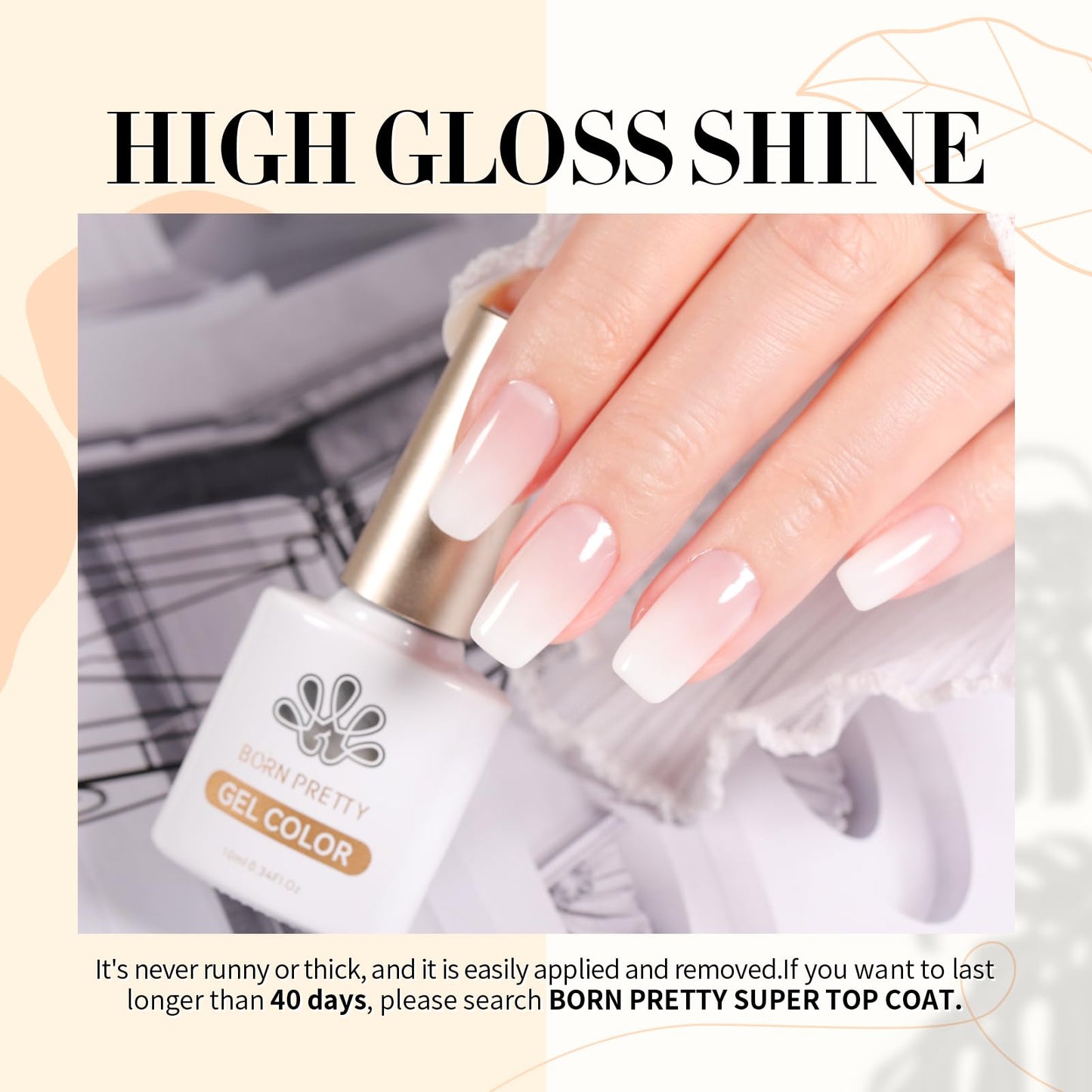 Born Pretty Milky White Gel Nail Polish Jelly White Translucent Natural Color Gel Polish U V LED Nail Art Manicure Varnish