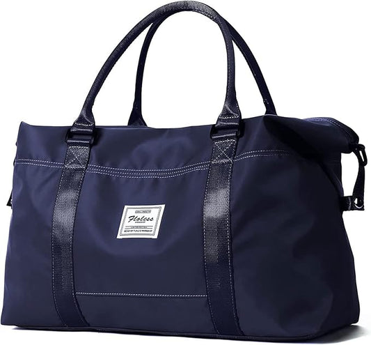 Dark Blue Sport Travel Duffle Bag Large Gym Tote Bag for Women, Weekender Bag Carry on Bag for Airplane, Ladies Beach Overnight Bag Waterproof Luggage Bags with Wet Pocket
