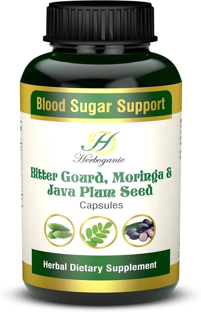 Bitter Gourd Moringa and Java Plum Seed Capsules | 500mg |All Natural Detoxification | 60 Capsules