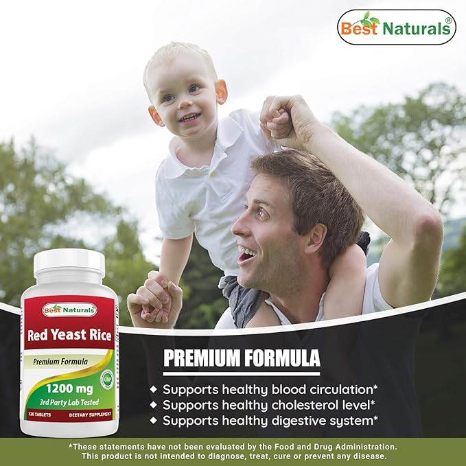 Best Naturals Red Yeast Rice Cholesterol Support 1200 mg & COQ10 100 mg