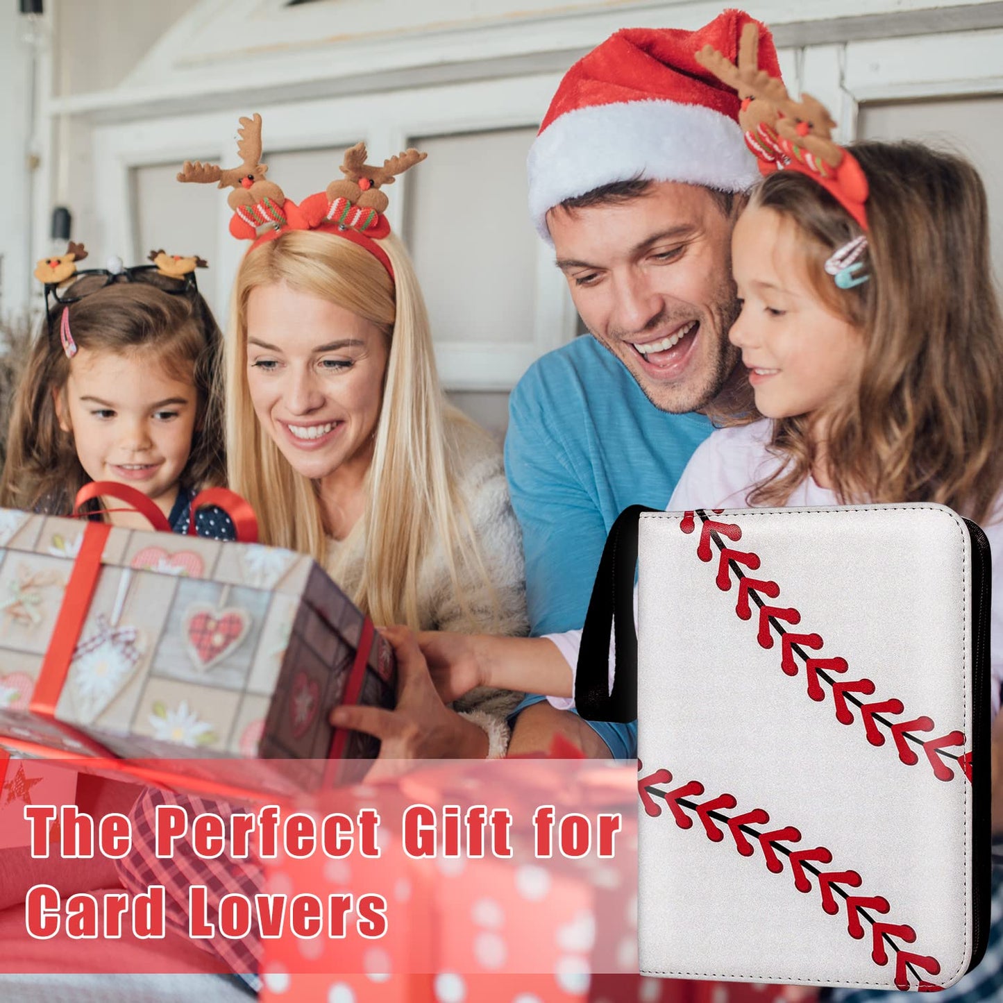 Card Binder 400 Pockets, Trading Card Binder with Sleeves, Baseball Card Binder, Trading Card Albums Sports Card Binder Collectible Fits 400 Cards with 50 Removable Sleeves