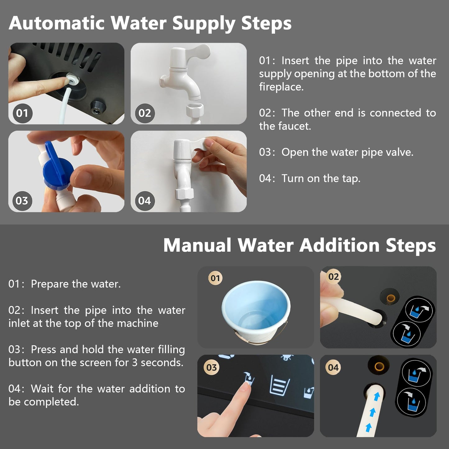 Water Vapor Fireplace Recessed Realistic Atomized Flame, Electric Fireplace with Manual Water Control and Remote Control,with 5ft Power Cord,Size: L31.5 x W7.87x H8.27 in