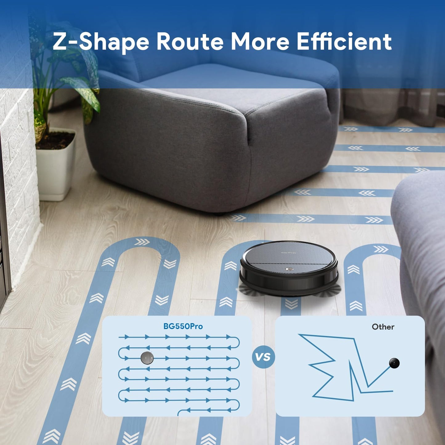 Robot Vacuum and Mop: 2-In-1 Robotic Vacuum Gyroscope Navigation Z-Zag Cleaning & Alexa/APP Control& Tangle-Free& Schedule Cleaning, Self-Charging Robot Vacuum Cleaner for Hard Floor,Carpet, Pet Hair