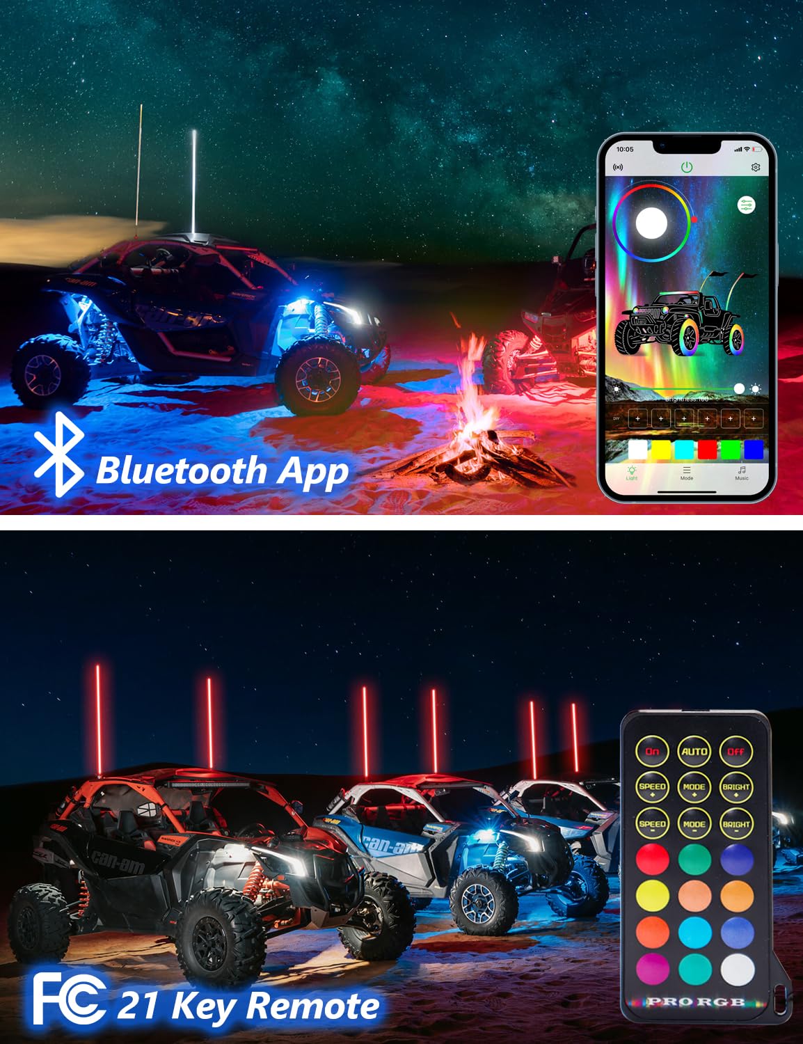 Chelhead X3 Led Fang Lights, RGB APP Remote Controlled, Turning Light Chasing Color Front Signature Light Assembly Compatible with Can Am Maverick X3 XDS XRS Max Turbo R