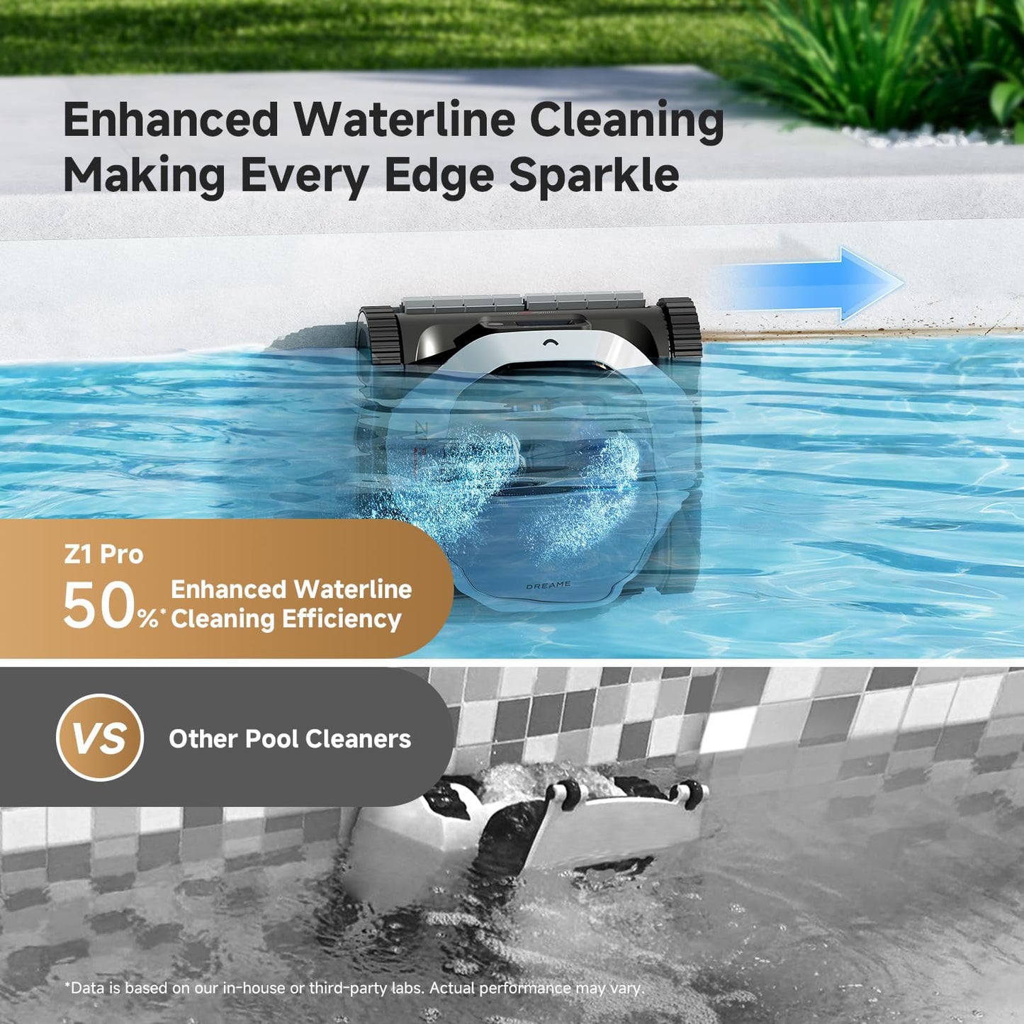DREAME Z1 Pro Cordless Robotic Pool Cleaner, LiFi Remote Control, 8000 GPH Suction, Waterline Horizontal Cleaning, Auto-Retrieval, Automatic Pool Vacuum for Above & In-Ground Pools, Upgraded Version