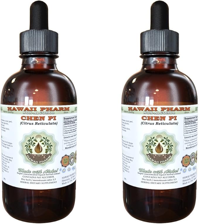 Chen Pi Alcohol-Free Liquid Extract, Chen Pi, Tangerine (Citrus Reticulata) Peel Glycerite Hawaii Pharm Natural Herbal Supplement 2x4 oz