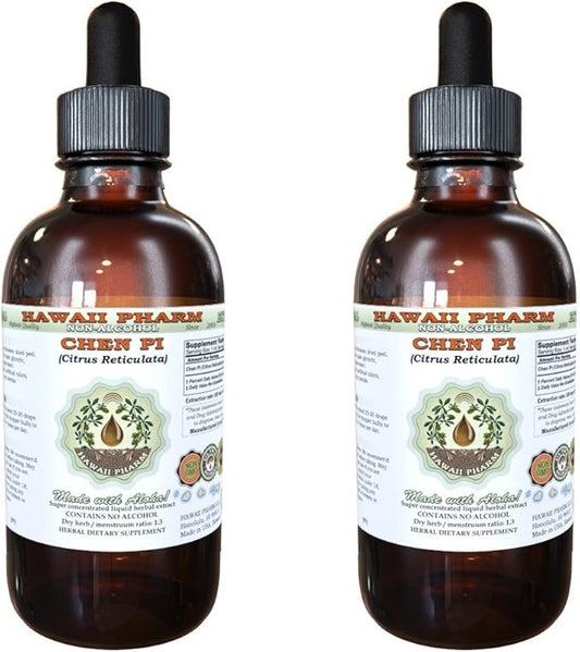 Chen Pi Alcohol-Free Liquid Extract, Chen Pi, Tangerine (Citrus Reticulata) Peel Glycerite Hawaii Pharm Natural Herbal Supplement 2x4 oz