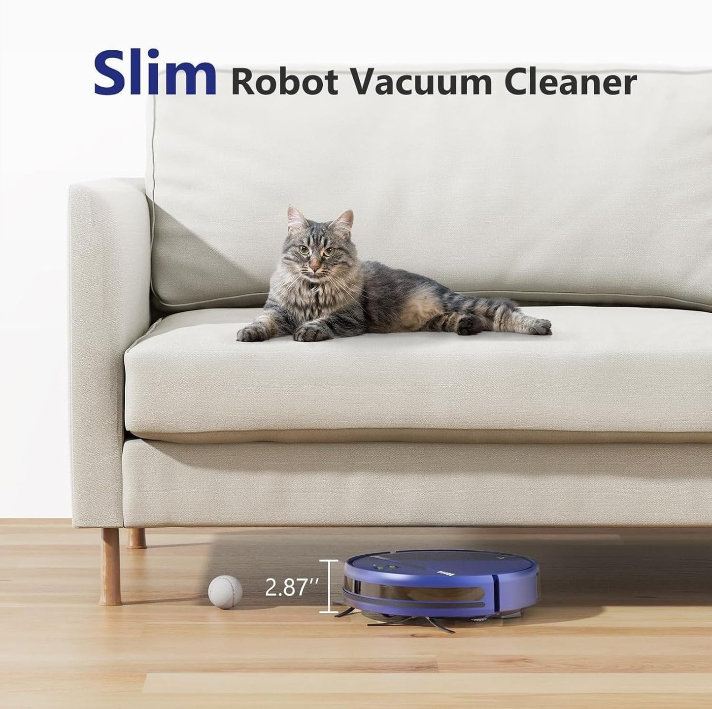 Robot Vacuum and Mop Combo, Automatic Slef-Cleaning Robotic Vacuum Cleaner for Pet Hair, Smart 2 in 1 Mopping Robot Vacuum with Schedule, WiFi/App/Voice, Slim, Ideal for Hard Floor, Carpet