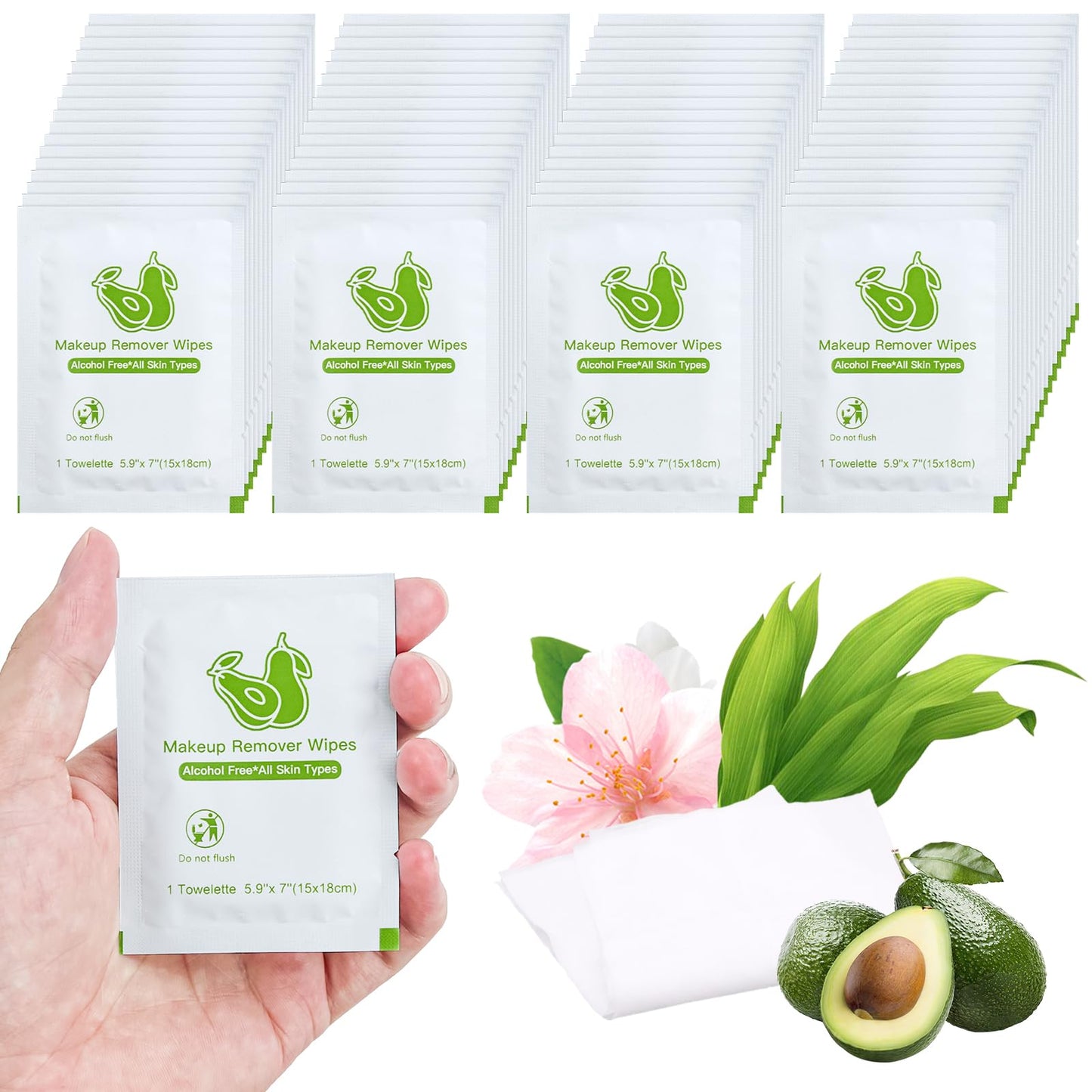 Makeup Remover Wipes Bulk Individually Wrapped,Travel Makeup Wipes Individual Makeup Remover Wipes Bulk Gentle Cleansing Makeup Remover Wipes for Face Cleansing Mascara Lipstick Travel Hotel 100