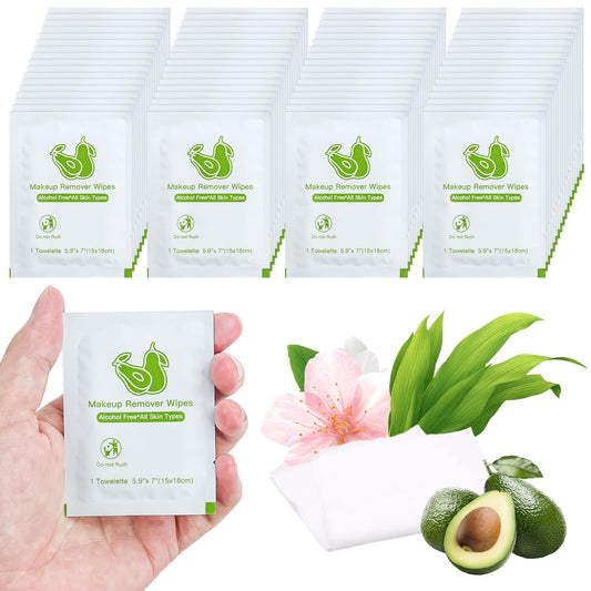 Makeup Remover Wipes Bulk Individually Wrapped,Travel Makeup Wipes Individual Makeup Remover Wipes Bulk Gentle Cleansing Makeup Remover Wipes for Face Cleansing Mascara Lipstick Travel Hotel 100
