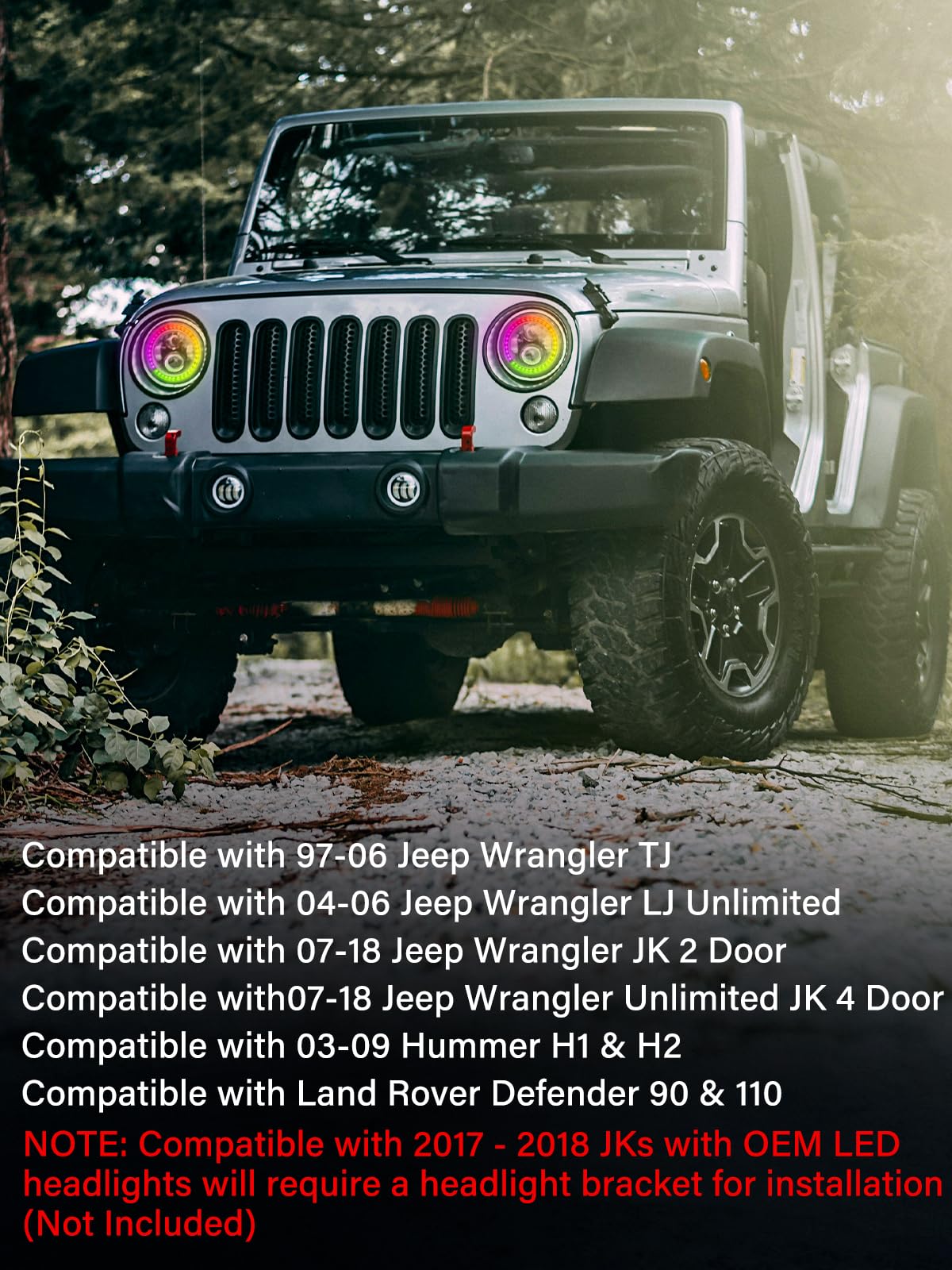 VI9000 7 inch Led Headlights Round with White DRL RGB Halo Turn Signal DOT Approved H6024 Led Headlights Compatible with Jeep Wrangler JK TJ CJ & Miata & Chevy S3 & Hummer H1, Plug and Play (Pair)