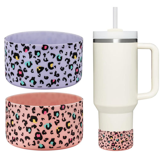 2 Pcs Tumbler Bottom Protector Boot for Stanley Quencher Adventure 40oz & Stanley IceFlow 20oz 30oz and Compatible with Hydro Flask Water Bottle 12oz 21oz 24oz Stealth Landing