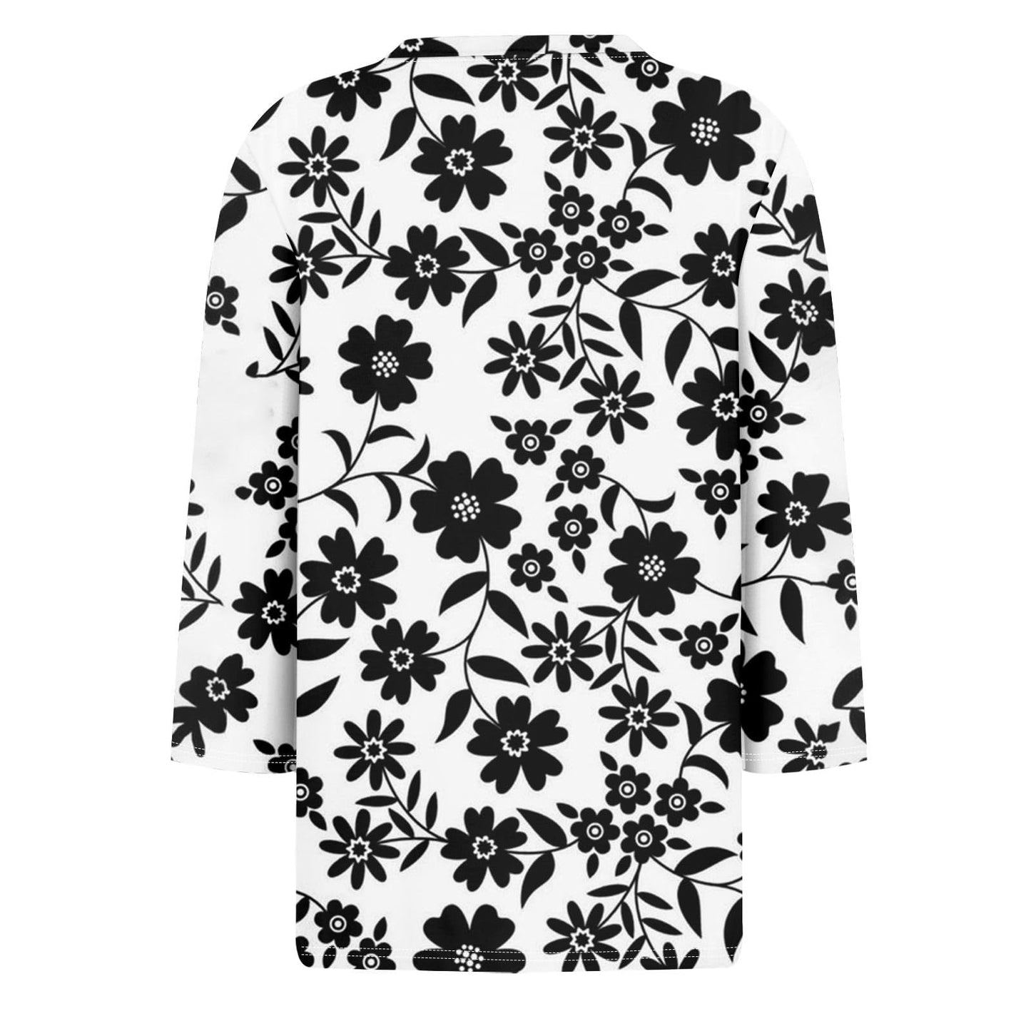 Black Women Shirts 3/4 Sleeve Crewneck Womens Summer Tops Casual Three Quarter Sleeve Tees Tunic Floral Print Summer Blouses M
