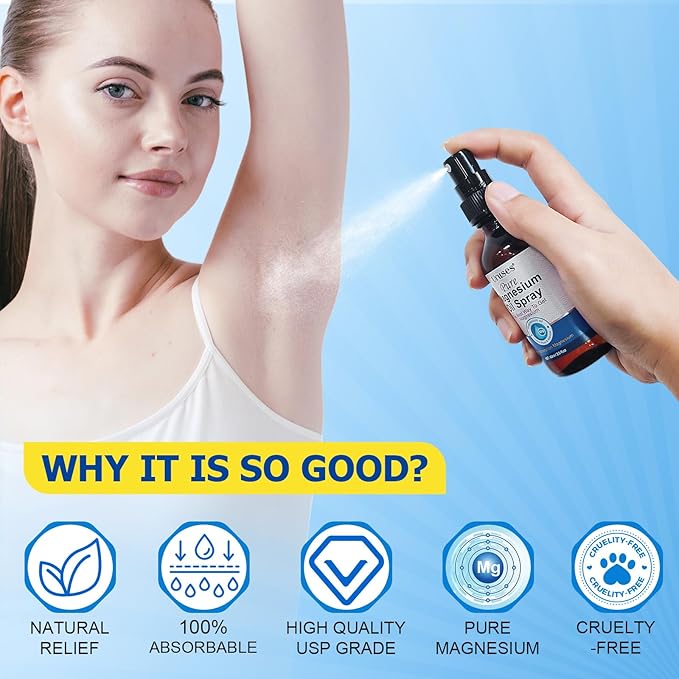 2PCS Pure Magnesium Oil Spray, Magnesium Oil for Feet, Topical Magnesium Spray Glass Bottle, Magnesium Spray for Feet,Magnesium Body Spray,Easy to Absorb & Use