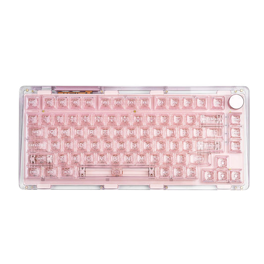 KiiBoom Phantom 81 75% Transparent Mechanical Gaming Keyboard, Hot Swappable Custom Gasket Keyboard with RGB Backlit, Clear Keycap, Rechargeable Battery, Triple Mode for Win/Mac (Phantom 81 V2 Pink)