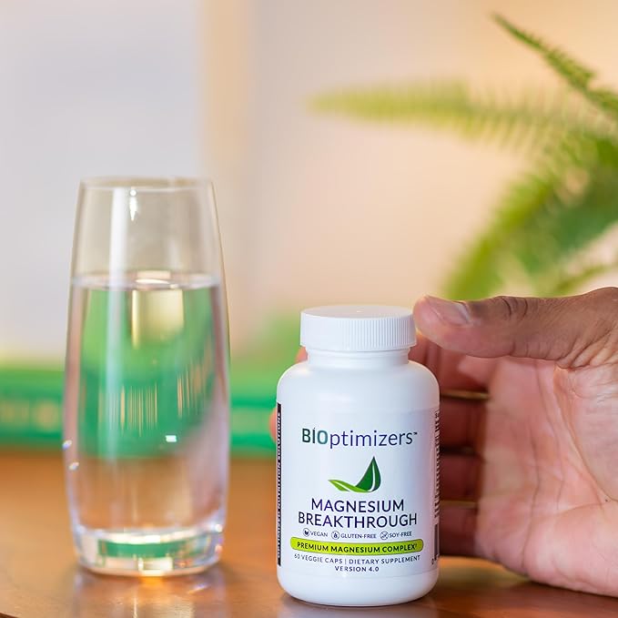 BIOptimizers Magnesium Breakthrough Supplement 4.0 - 7 Forms of Mg: Glycinate, Malate, Citrate, and More - Natural Support for Sleep and Cognitive Function - 60 Capsules- Calming Vitamins Complex