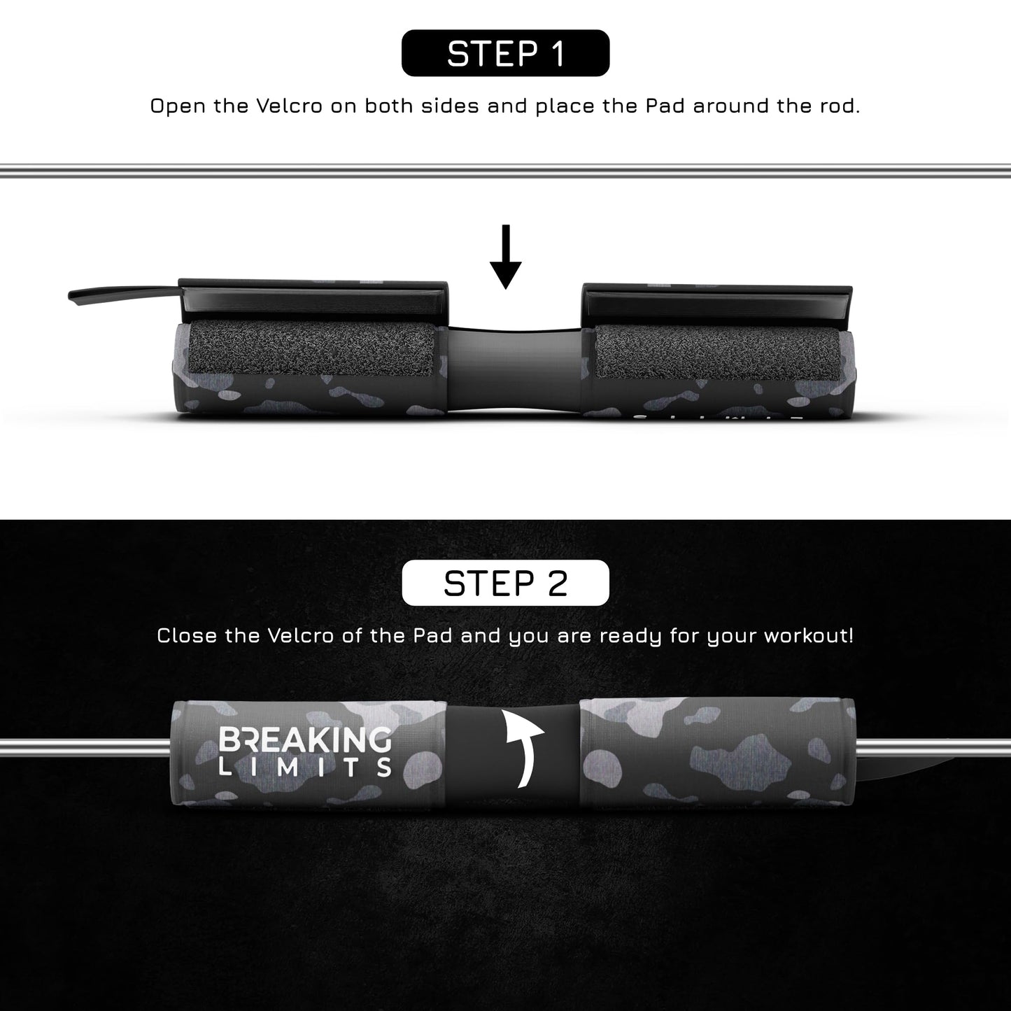 BREAKING LIMITS Barbell Pad for Hip Thrust - Squat Bar Pad for Neck - Bar Cushion Weightlifting Hip Thrusts - Almohadilla para Barra Gym - Smith Machine Pad – Bar Cover for Hip Thrust (Camo)