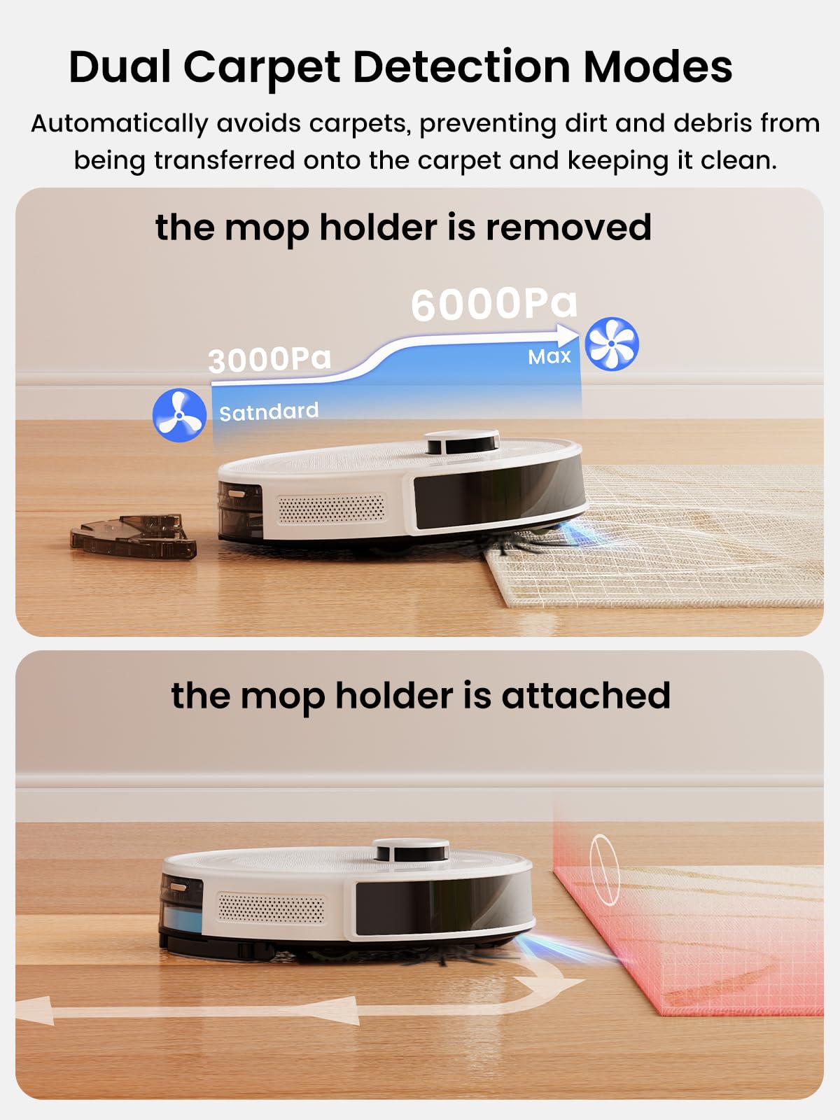 Lefant Robot Vacuum and Mop Combo, 8 Weeks Self-Emptying with Dual Dustbin Options, 6000Pa LiDAR Robotic Vacuum Cleaner with Precision Mapping, 240mins, Carpet Detection, WiFi/App/Alexa, M2S Pro