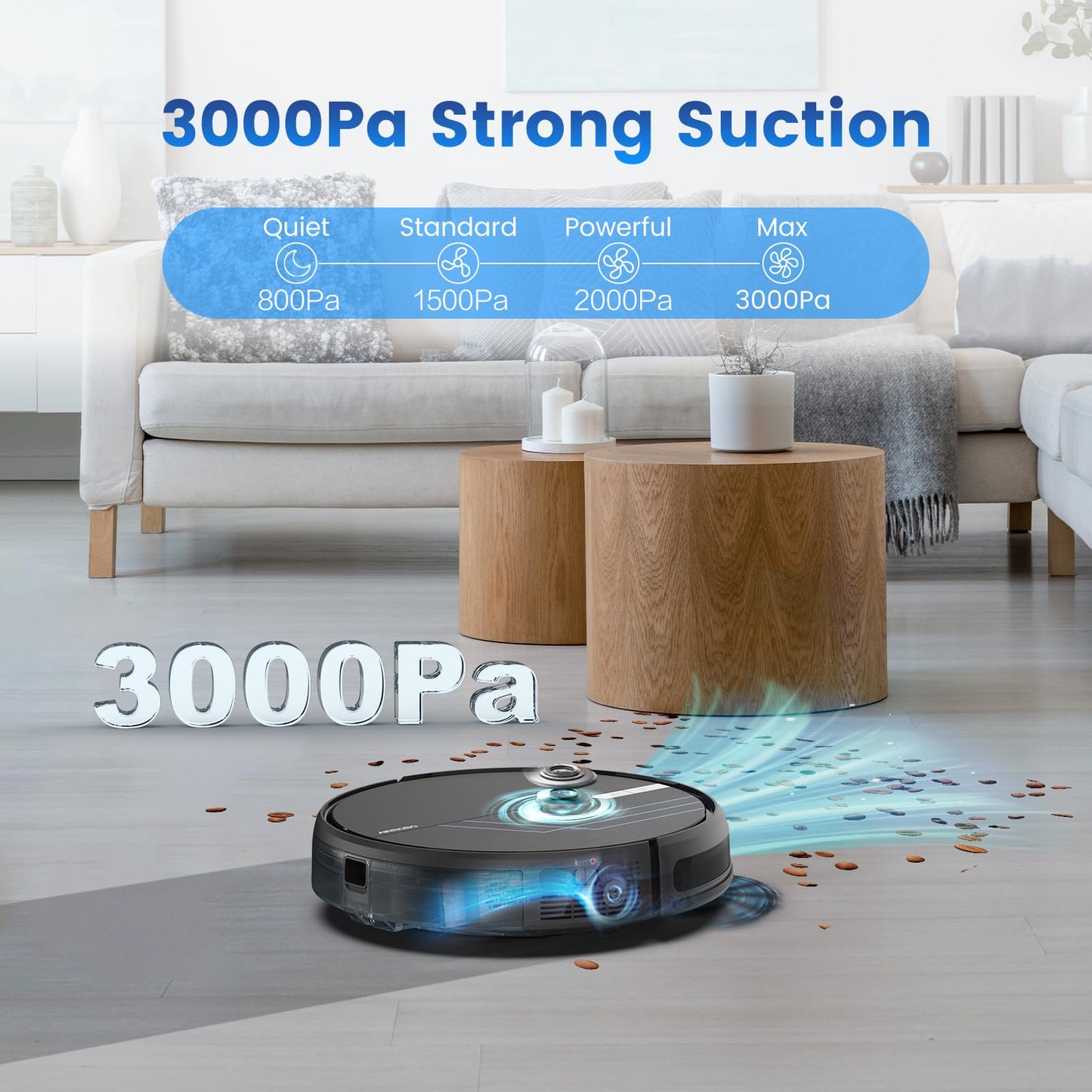 AIRROBO Robot Vacuum and Mop, 3000Pa Powerful Suction Robot Vacuum Cleaner with Self-Charging, Wi-Fi/App/Voice Control, Advanced Obstacle Avoidance, Slim Design, Ideal for Pet Hair, Hard Floor,Carpet