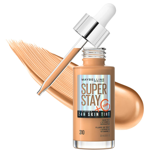 Maybelline Super Stay Up to 24HR Skin Tint, Radiant Light-to-Medium Coverage Foundation, Makeup Infused With Vitamin C, 310, 1 Count