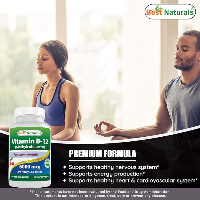 Best Naturals Vitamin B12 6000 mcg & Vitamin K2 (MK7) with D3