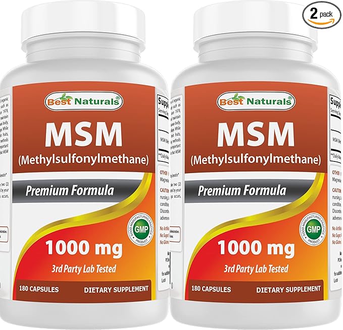 Best Naturals MSM 1000 mg 180 Capsules (180 Count (Pack of 2))