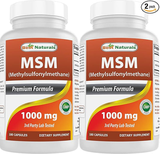 Best Naturals MSM 1000 mg 180 Capsules (180 Count (Pack of 2))