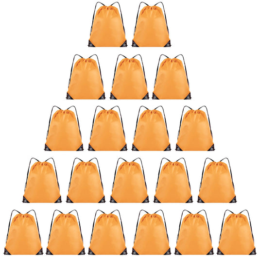 Grneric 20 Pieces Drawstring Backpack Bulk Cinch Sackpack Ployster Drawstring Bags for Gym Party Trip(Orange)