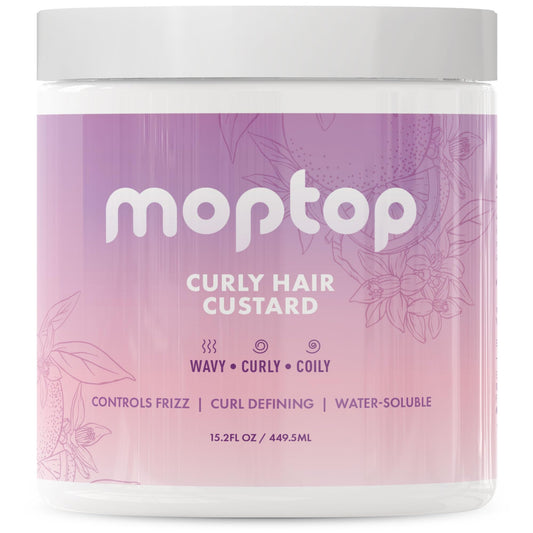 MopTop Curly Hair Gel Custard - Styling Gel for Moisturizing and Defining Soft Curls, Lightweight and Anti Frizz for Waves, Coils & Kinks, Curl Enhancer with Aloe (Citrus Kumquat, 16oz)