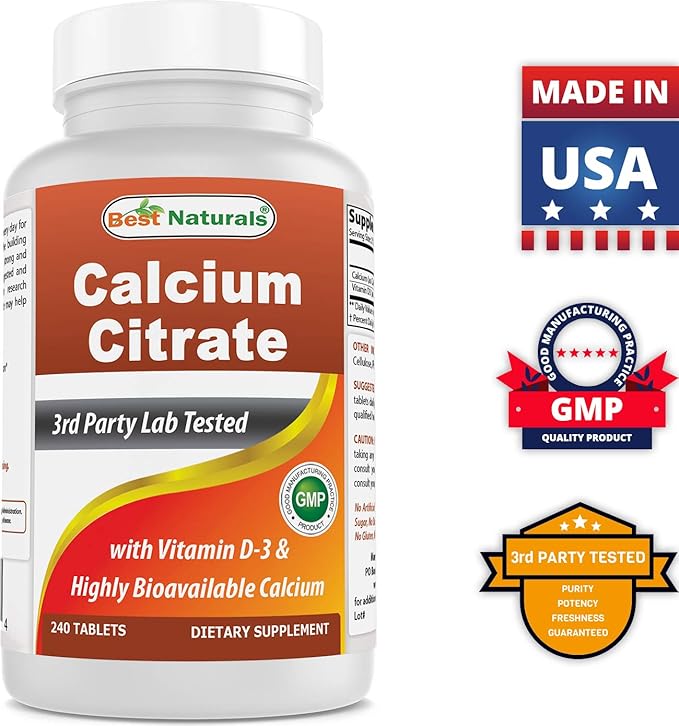 Best Naturals Calcium Citrate with Vitamin D-3 240 Tablets (240 Count (Pack of 2))