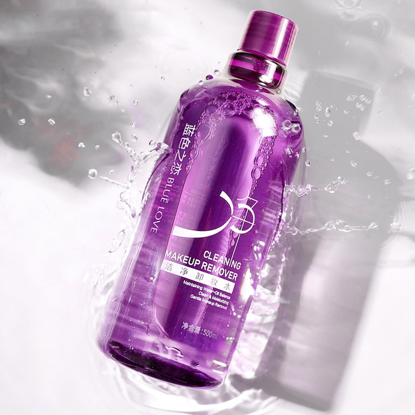 BLUE LOVE Perilla Makeup Remover Cleanser Water - Hydrating, Non-Greasy Facial Cleanser for All Skin Types, Effectively Removes Waterproof Makeup, 16.9 fl oz