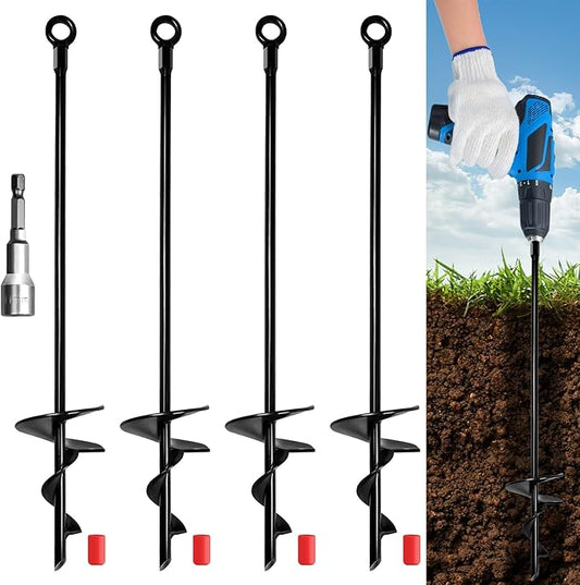 Ground Anchor Kit 4 Pack,18" Ground Anchors Heavy Duty for High Winds,Spiral Earth Anchor for Camping Tent,Shed,Screw in Tent Stakes,Canopies,Car Ports,Securing Animals