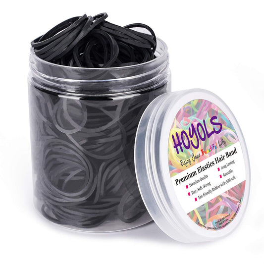 Hoyols 1 1/2 Inches Large Elastics Rubber Bands For Black Hair Ties Braiding Ponytail Holders Plastic Rubberbands For Women Girl
