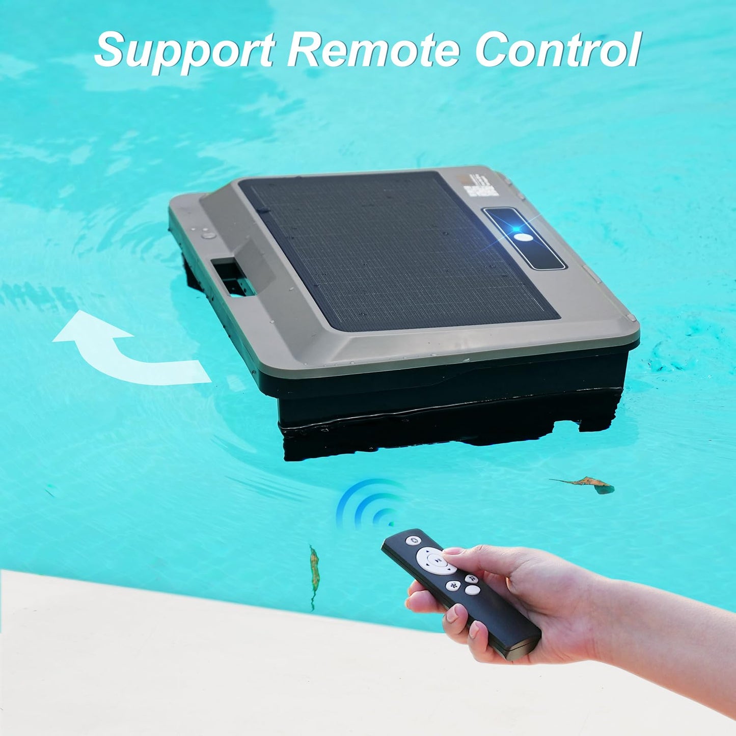 2025 Upgraded Pool Skimmer Robot Solar Powered Robotic Surface Cleaner with Remote Control Dual Charging Options Smart Obstacle Avoidance 12 Hours Continuous Cleaning Ideal for Above Ground Pool Black