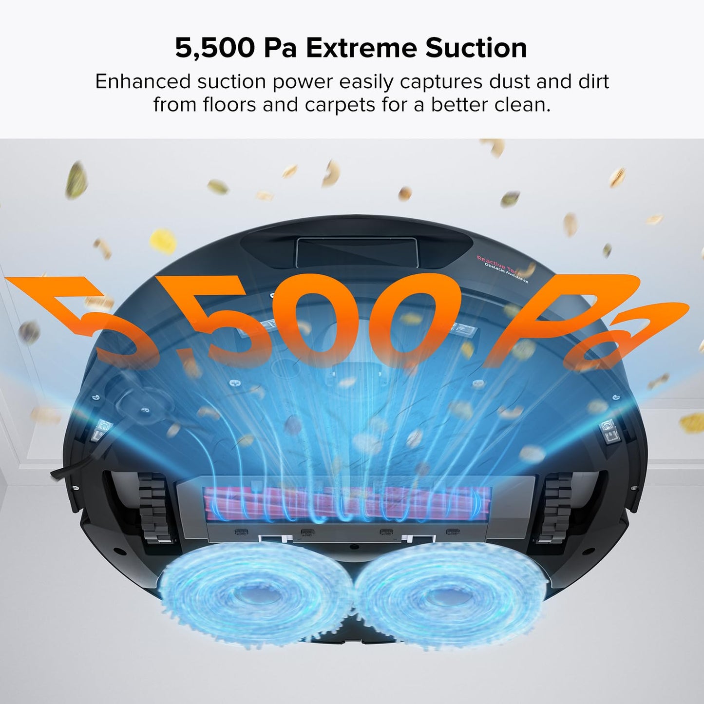 Roborock Qrevo 2R3W Robot Vacuum and Mop, Auto-Drying, Auto Mop Washing, Dual Spinning Mops, Auto Mop Lifting, Self-Refilling, Self-Emptying, Reactive Tech Obstacle Avoidance, 5500Pa Suction, Black