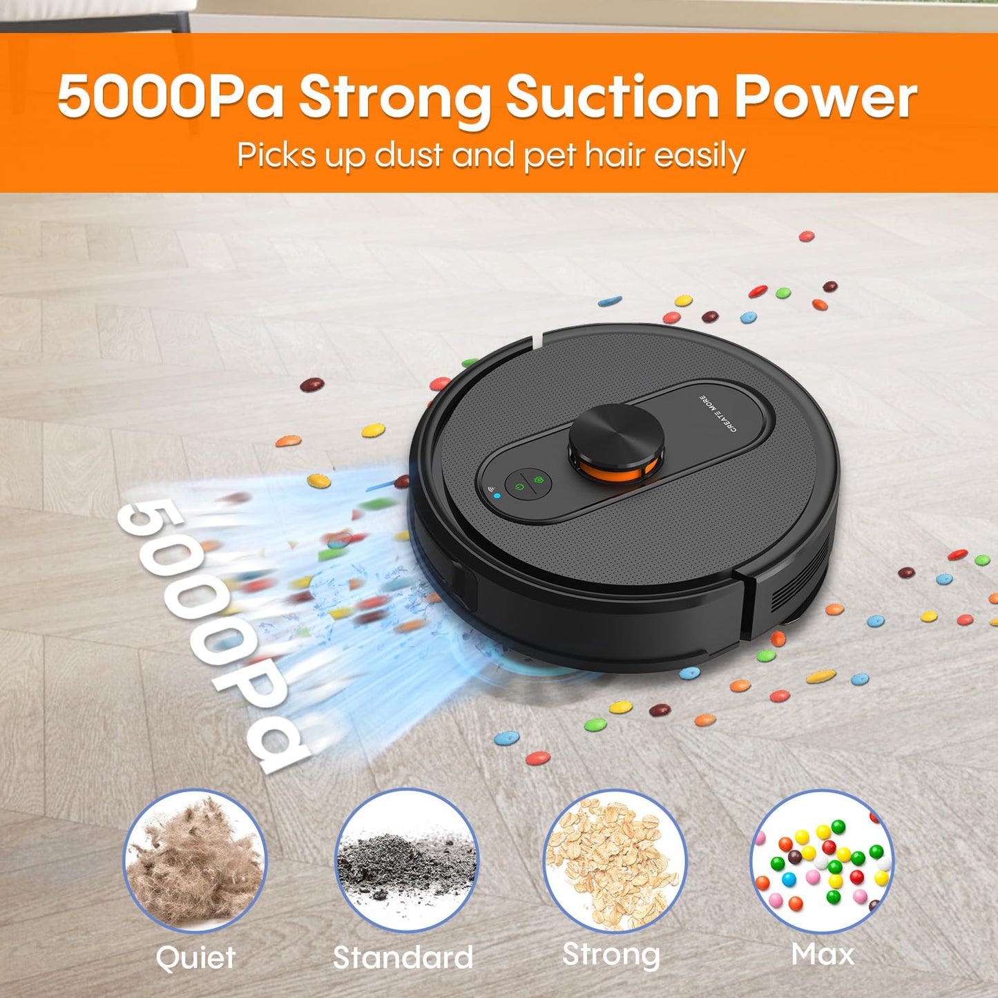 Robot Vacuum and Mop with Self-Emptying, 5000Pa Robotic Vacuum with Mapping, 60-Day Hands-Free Cleaning,LiDAR Navigation,No-Go Zones,Wi-Fi/App/Alexa Control, Perfect for Pet, Hard Floors, Carpet