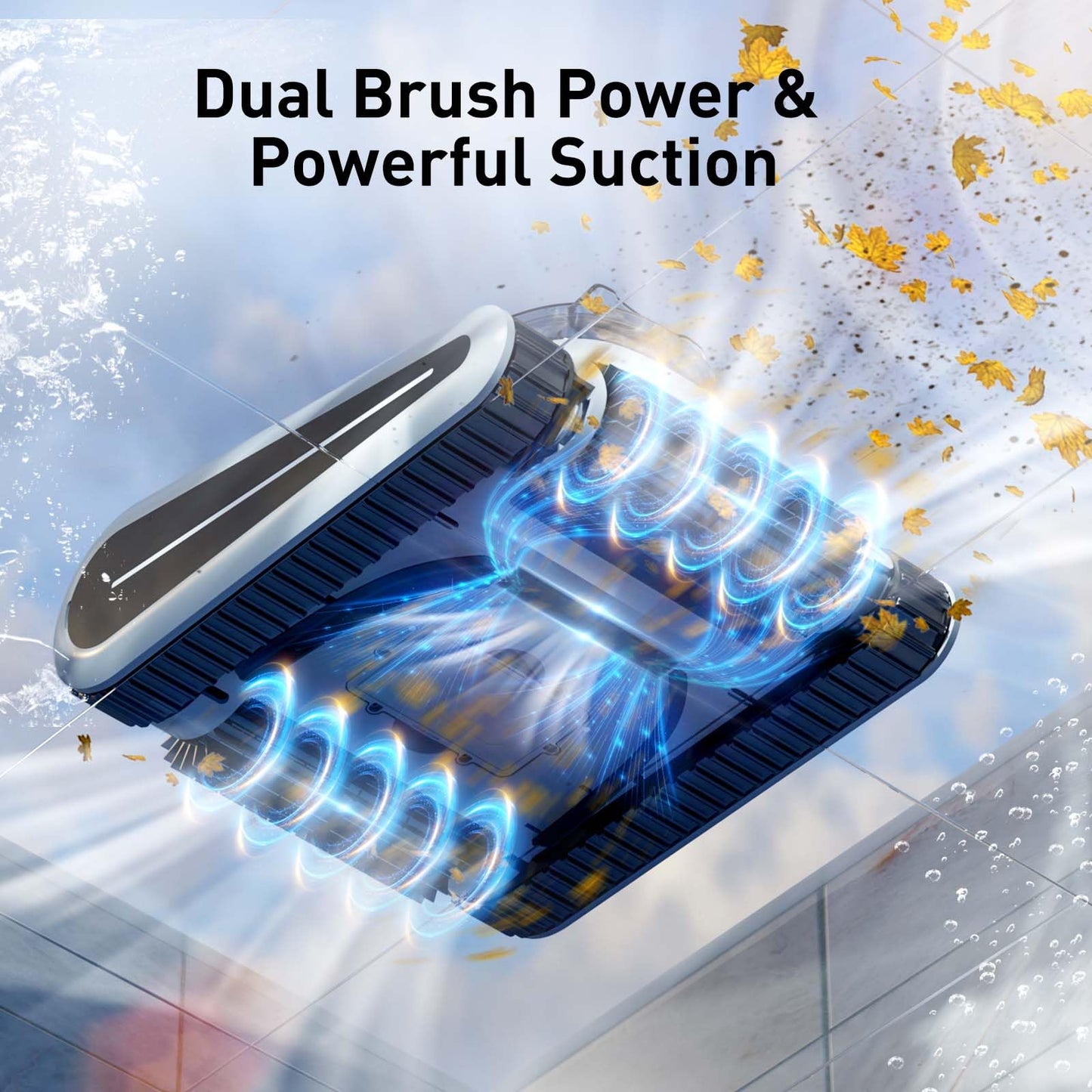 Pool Vacuum for Above Ground Pool Up to 2000 Sq.ft, Pool Vacuum for Inground Pools Lasts Up to 150 Mins, Dual Brushes for Superior Cleaning, Pool Cleaner for Wall, Floor and Auto Mode