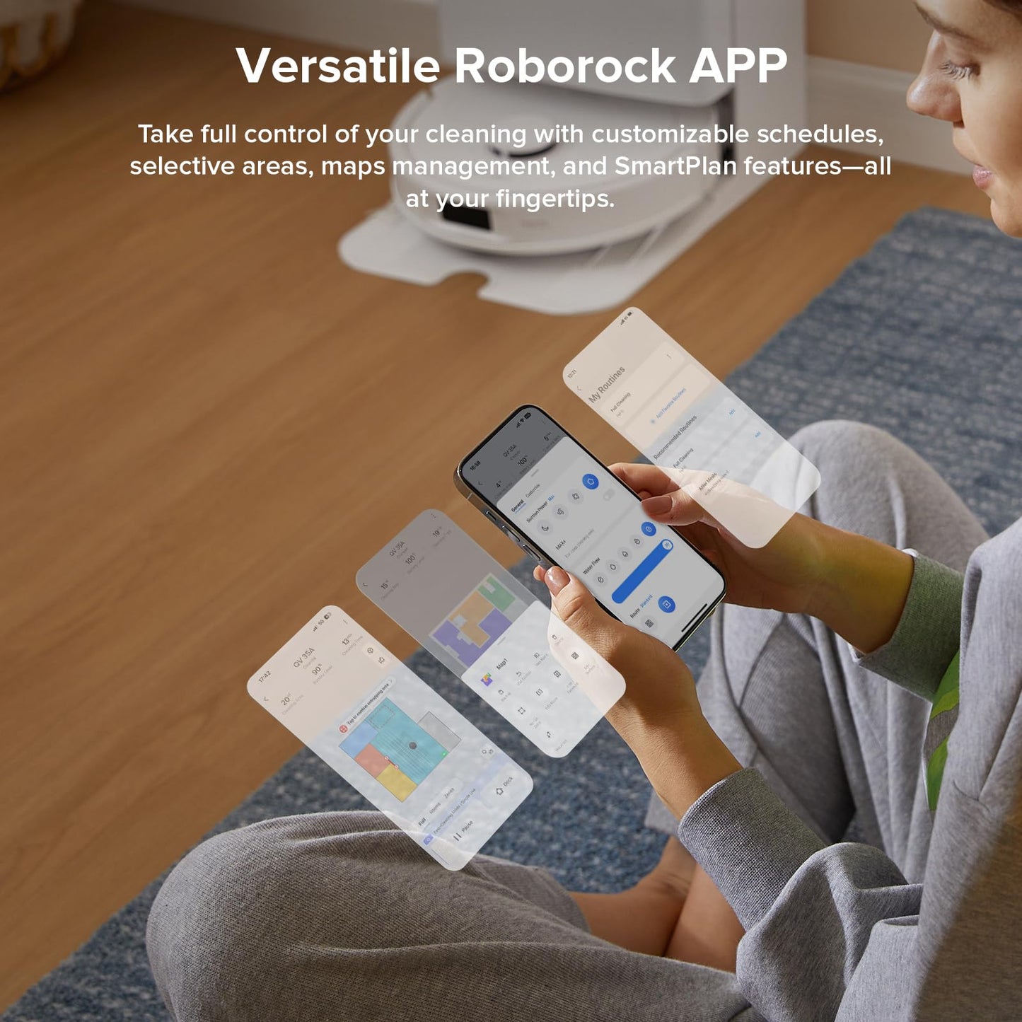 roborock Qrevo Series Robot Vacuum and Mop, 8000Pa Suction, Upgraded from Qrevo S, Anti-Tangle Brush, Smart Obstacle Avoidance, Auto Mop Washing, All-in-One Dock, 200RPM Spinning Mops, White(QV 35A)