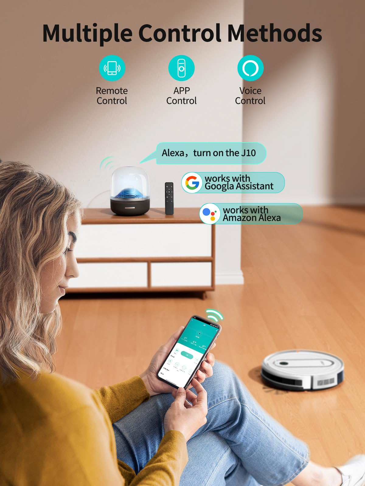 Robot Vacuum and Mop, 4000Pa Power-Lifting Suction Robot Vacuum, APP/Remote/Alexa Control, 3 in 1 Robot Vacuum Cleaner with Self-Charging, Ideal for Pet Hair, Carpet, Hard Floor, Schedule, Quiet, J10