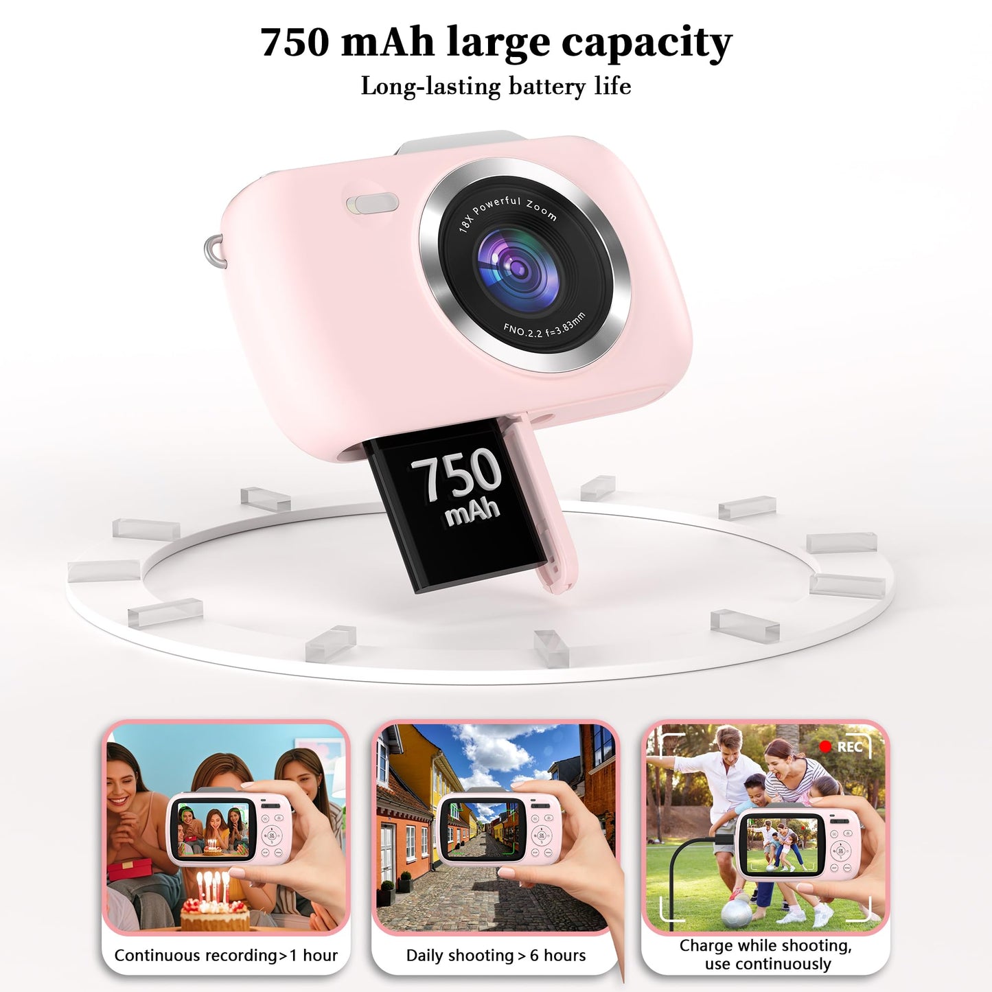 GWAEPU 4K Compact Digital Camera: 64MP Point and Shoot Cameras for Photography 18X Zoom Portable Small Vlogging Camera with 32GB TF Card 2 Batteries & Leather Case for Beginners Teens Students Pink