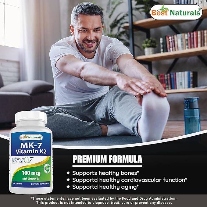 Best Naturals Vitamin K2 (MK7) with D3 & Magnesium Glycinate 425 mg