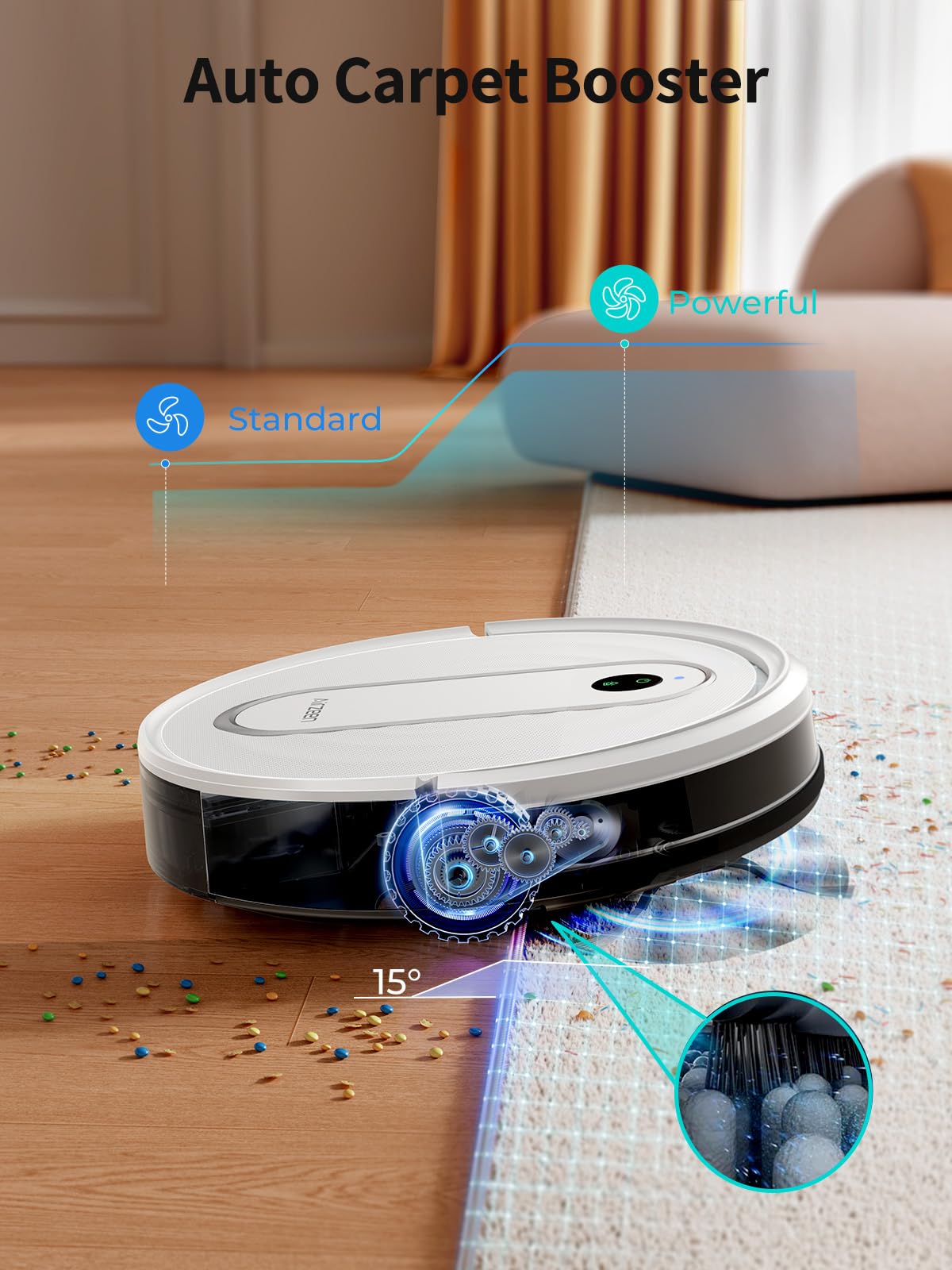 Robot Vacuum and Mop, 4000Pa Power-Lifting Suction Robot Vacuum, APP/Remote/Alexa Control, 3 in 1 Robot Vacuum Cleaner with Self-Charging, Ideal for Pet Hair, Carpet, Hard Floor, Schedule, Quiet, J10