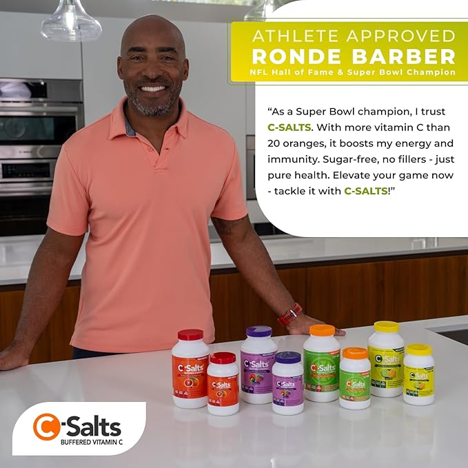 C-Salts Original Vitamin C Powder Supplement - 100% Pure High Dose Buffered Vitamin C Powder for Immune Support - Sugar-Free Powdered Drink Ascorbate, Organic, Stomach-Friendly, Lemon Lime 8oz