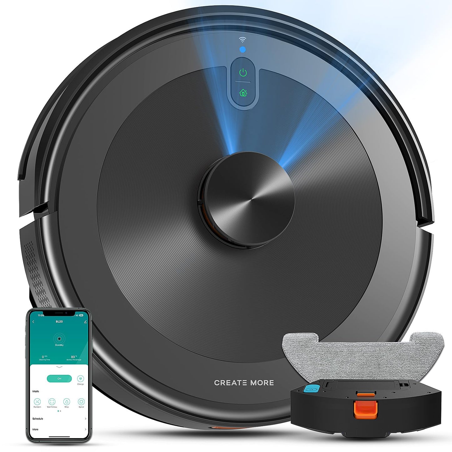 Bagotte Robot Vacuum and Mop Combo with LiDAR Navigation,4000Pa Suction Robot Vacuum Cleaner with Mapping,No-Go Zones,Vacuum Robot for Pet Hair,Hard Floor,Carpet