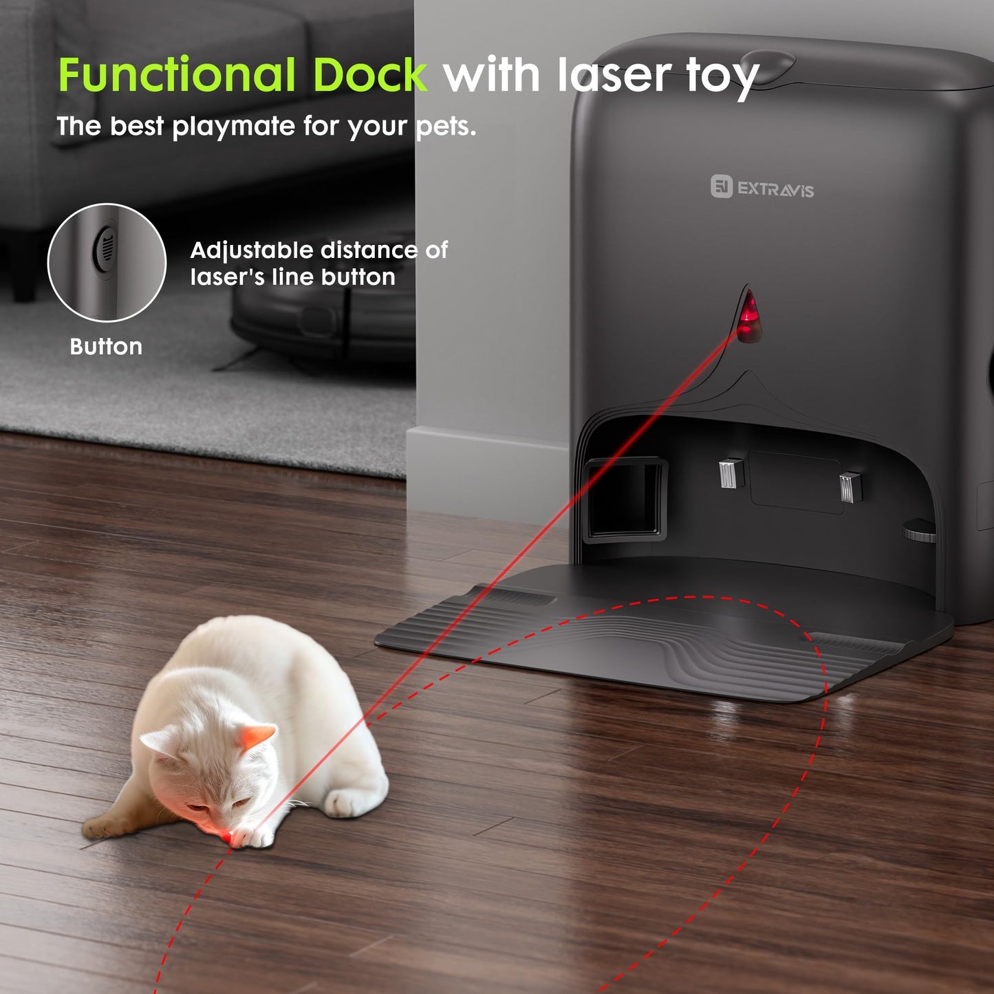Robot Vacuum and Mop, V5 8500Pa Suction with Self-Emptying Dock, Pet Hair Tangle Cutter™, 75-Day Capacity, Cat Laser, Auto Lifting Mop, Robotic Vacuum Cleaner for Pet Hair, Hard Floors, Tile, Carpet