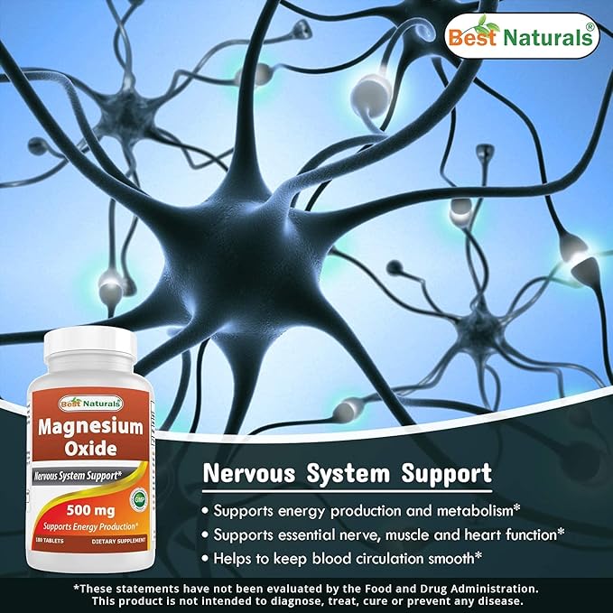 Best Naturals Magnesium oxide 500 mg 180 tablets