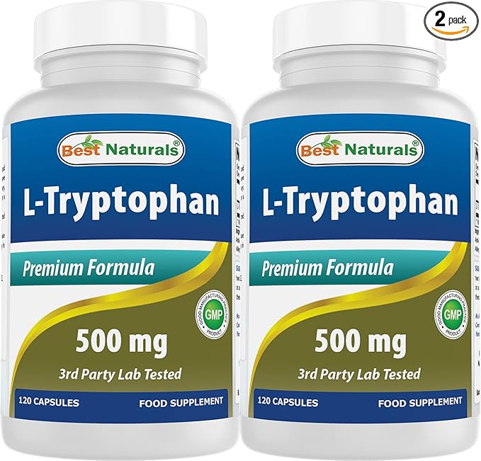 Best Naturals L-Tryptophan 500 mg 120 Capsules (120 Count (Pack of 2))