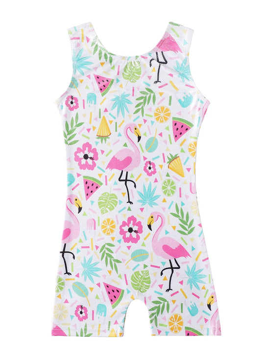 HOZIY Flamingo Leotards For Girls Gymnastics Size 5-6 5t Dance Costume Floral Watermelon Orange Fruits Shorts Outfits Tumble Uniforme Para Gimnasia Ninas Kids Bodysuits Sparkle