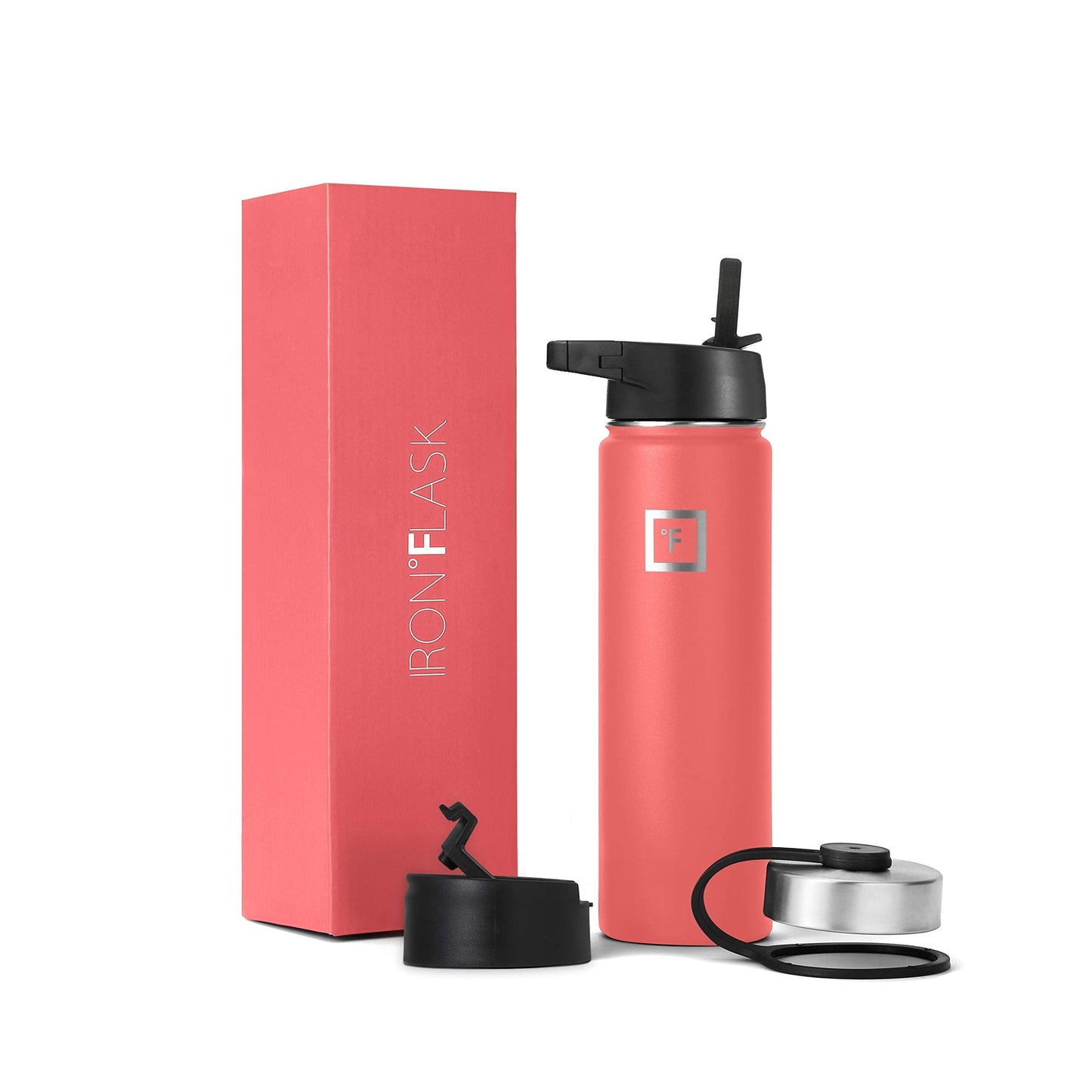 Iron Flask Sports Water Bottle - 22 Oz, 3 Lids (Straw Lid), Vacuum Insulated Stainless Steel, Hot Cold, Modern Double Walled, Simple Thermo Mug, Hydro Metal Canteen (Peach)